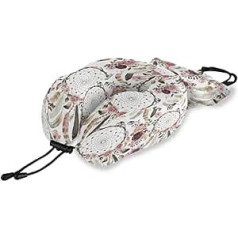 QMIN Reisekissen Bohemian Ethnic Traumfänger Blume Memory Foam Nackenkissen Unterstützung U-Form Kissen ergonomisches Nackenkissen Reisekit für Langstreckenflugzeuge Auto Zug