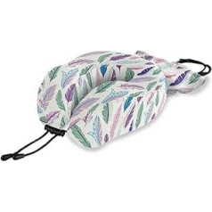 QMIN Travel Pillow Tribal Boho Animal Feathers Memory Foam Kakla spilvena balsts U-veida spilvens Ergonomisks kakla spilvena ceļojumu komplekts tālsatiksmes lidmašīnām auto vilcienam