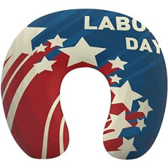 Oudrspo US Flag Labor Day6 kakla spilvens gulēšanai, U-veida ceļojumu spilvens, kakla atbalsta spilvens, lidmašīnas spilvens mājas birojam