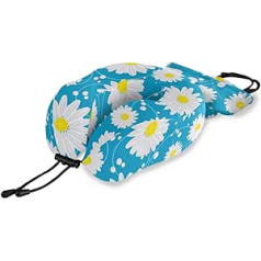 QMIN Daisy Pattern Travel Pillow Atmiņas putu kakla spilvens U formas Ergonomisks kakla spilvena ceļojumu komplekts tālsatiksmes lidmašīnu automašīnas vilcienam