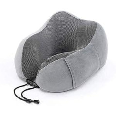 SMSOM Travel Pillow Luxury Memory Cotton Neck & Headrest Pillow Soft Sleeping Rest Pillow for Airplane Car & Home (Grey)