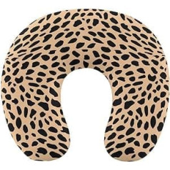 Oudrspo Cheetah Print ceļojumu spilvens U formas atmiņas putu kakla spilvens ar slēptu rāvējslēdzēju biroja mājas automašīnai