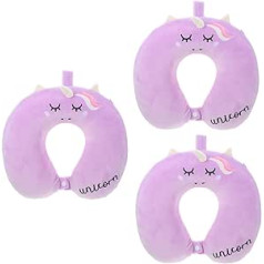 Homoyoyo Pack of 3 U Animals Super Unicorn Soft Support Aeroplane Adult Sleep Neck Rest Nap Purple Pillow Plush Travel Comfortable Pillow Flight Soft