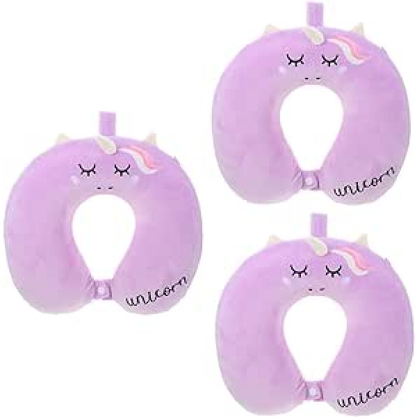 Homoyoyo Pack of 3 U Animals Super Unicorn Soft Support Lidmašīna Pieaugušais Miega Kakla atpūta Nap Violets Spilvens Plīša Ceļojums Ērts Spilvens Lidojums Mīksts