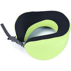 SMSOM Foldable Buckle Neck Pillow for Travel, Travel Neck Pillow for Aeroplane Pure Memory Foam Travel Pillow for Aeroplane Headrest Sleep, Portable Layer Accessory (Colour: Green)