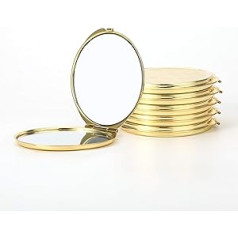 Dynippy kompaktiškas veidrodinis masinis apvalus makiažo metalinis kompaktiškas veidrodis piniginėms Nešiojamas rankinis veidrodis dvipusis su 2 x 1x padidinimu (5 pak. aukso)