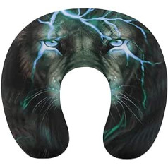 Lightning Lion Travel Pillow Pārnēsājams kakla spilvens U formas spilvena automašīnas galvas balsts sievietēm vīriešiem