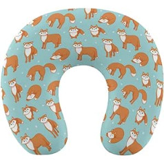 Fox Pattern Travel Pillow Pārnēsājams kakla spilvens U formas spilvena automašīnas galvas balsts sievietēm vīriešiem