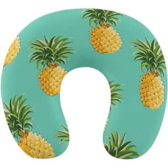 Unique Travel Pillow Compatible with Tropical Pineapple for Airplanes, Car Flights, Comfortable Chin Head Neck Pillow, Supportive U Pillow with Removable Polyester Cover with Zipper Closure