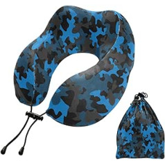 MCHIVER Camouflage Neck Pillow for Sleeping Memory Foam Travel Pillow with Storage Bag Adjustable Soft Head and Neck Support Pillow for Airplane Camping Travel Essentials