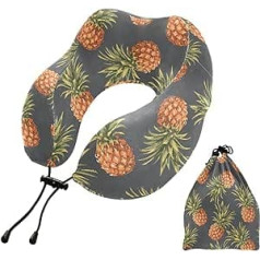 MCHIVER Fruit Pineapple Neck Pillow for Sleeping Memory Foam Travel Pillow with Storage Bag Adjustable Soft Head Neck Support Pillow for Car Home Office Travel Flight Travel Essentials