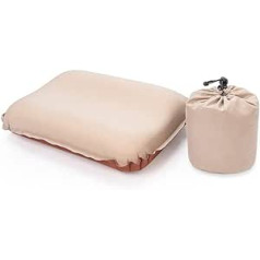 Camping Pillow, Self-Inflating Cushion, 3D Ultralight Sponge Cushion, Automatic Inflatable Cushion, Outdoor Travel Pillow (Brown, 46 x 30 x 12 cm)