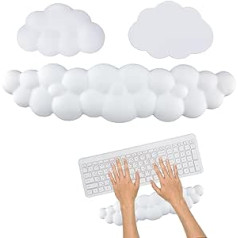 Keyboard Cloud Wrist Rest with Mouse Pad Tray, Mouse Pad with Wrist Rest, Ergonomic Palm Keyboard Cloud Wrist Rest with Leather Coaster for Computer Laptop Office Work