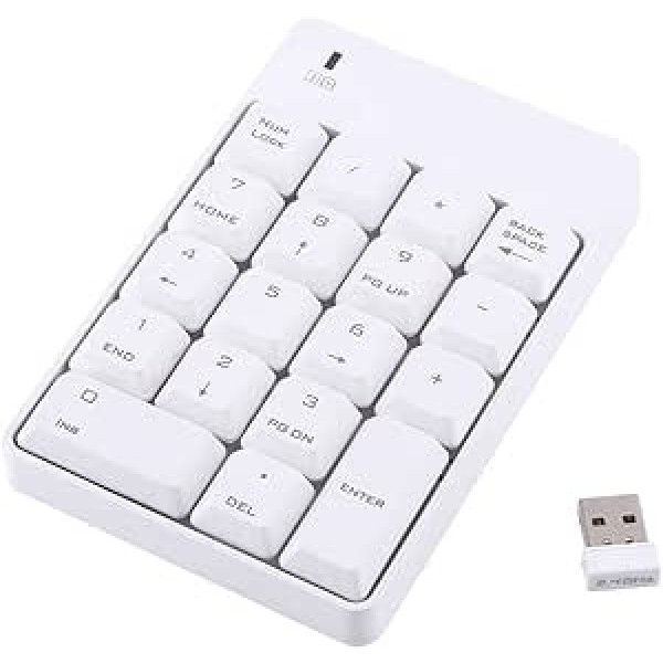 Sxhlseller ciparu tastatūra — 2,4 GHz bezvadu USB numuru tastatūra, numurs 18 operētājsistēmai Windows, datoram, galddatoram, personālajam datoram, piezīmjdatoram (balts)