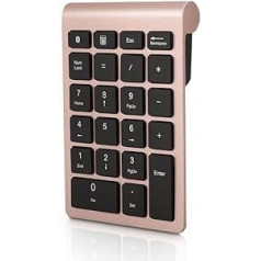 Gugxiom Bluetooth ciparu tastatūra, 22 taustiņi, pārnēsājams mini ciparu tastatūra finanšu uzskaitei, Bluetooth 5.0 10 taustiņu ciparu tastatūra klēpjdatoram/galddatoram/personālajam datoram/piezīmjdatoram (Rose Gold)