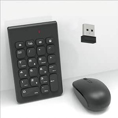 2,4 G bezvadu ciparu tastatūra ar 22 taustiņiem, pārnēsājama bezvadu ciparu tastatūra un peles kombinācija ar USB uztvērēju, ergonomiska īpaši plānā mini ciparu tastatūra klēpjdatoram, galddatoram, datoram, personālajam datoram