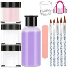 ‎Layhou Layhou Acrylic Nail Set, Acrylic Powder and Liquid Set with Nail Brush, Nail Shapes, Nail File, 3 Colors, Acrylic Nail Powder Set