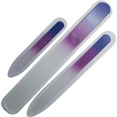 P2P Nails Glass Fingernail Files with Case - Manicure Set for Natural Nails - Double Sided Nail File Stocking Stuffers (Blue)