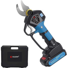 K KLEZHI Battery Loppers with LED and Protective Pole, Cordless Electric Pruning Shears, 35 mm Cutting Diameter, 2 x 2 Ah Lithium Rechargeable Battery, 6-8 Working Hours, 21 V Vine Shears, Pruning