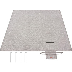 SONGMICS Picknickdecke, 200 x 200 cm, mit 4 Erdankern, groß, Campingdecke, für Park, Garten, Strand, wasserdicht, maschinenwaschbar, faltbar, Khaki mit tropischem Farn GCM010B02