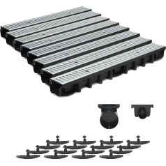 Drenāžas kanāls Patio kanāls Cinkota tērauda režģu komplekts A15 98 mm 8 m