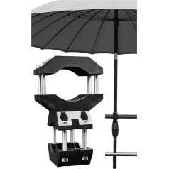 KD-TECH Parasol Holder Made of High-Quality Plastic for Balcony Railing Handrail Round Umbrella Parasol Stand Black