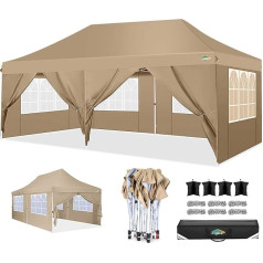 COBIZI Gazebo Party Tents 3 x 6 Ūdensnecaurlaidīga stabila saliekama lapene 3 x 6 m ar 6 sānu sienām, paaugstinātu jumtu un pārnēsājamo somu, dārza lapene āra svinībām, kāzām, festivāliem, UV 50+