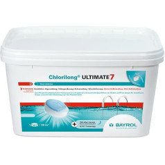 BAYROL Chlorilong ULTIMATE 7 - Pool Desinfektion - 7 in 1 Chlortabletten 300g, sehr hoher Aktivchlor Gehalt, langsam löslich - 4,8 kg