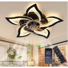 CANEOE LED griestu ventilators ar apgaismojumu, 80 W moderna LED griestu gaisma ar ventilatoru, klusa, atgriezeniska ar tālvadības pulti un lietotni, aptumšojama lampa ar ventilatoru dzīvojamai istabai, guļamistabai, ēdamistabai
