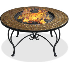 Centurion Supports Sterling Premium Feuerstelle für Garten und Terrasse, Couchtisch, Grill und Eiskübel, komplett mit goldenen Glasmosaikfliesen