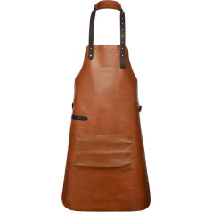 Livorio Leather Apron Made of Smooth Leather, 2 Pockets, Cognac, Cognac