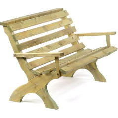 BrackenStyle Wooden Garden Bench with Armrests
