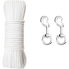 Fahnenmast-Seil-Set, 30,5 m, Fahnenmast, Halyard-Seil, 1,6 cm dick, mit 2 drehbaren Karabinerhaken für Fahnenmasten bis zu 15,2 m, doppelt geflochtenes Nylon-Fahnenmast, Seil, Outdoor, Camping, Zelt,