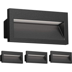 ledscom.de NOLA LED Wall Light, Downlight, Outdoor, IP54, Matte Black, 140 x 70 мм, Warm White, Pack of 4