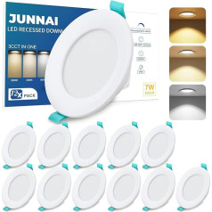 JUNNAI LED iegremdējamie starmeši 230 V 7 W IP44 LED starmeši Uzstādīšanas dziļums 35 mm Caurumu izmērs 70 mm - 90 mm Silti balta 3000 K Neitrāli balta 4500 K Auksti balta 6000 K Dimmable griestu starmešu komplekts