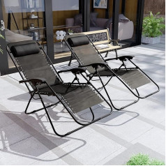 Garden Vida Zero Gravity Chair Sun Lounger Alloy Steel Black H 111 x W 65 x D 90 cm Approx