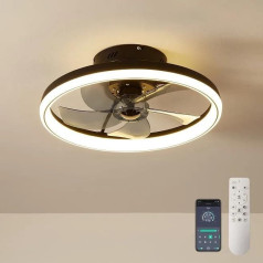 LMiSQ moderns griestu ventilators ar apgaismojumu 220 V 48 W atgriezenisks griestu ventilators kluss 3 krāsu temperatūras 6 vēja ātruma griestu ventilators ar tālvadības pulti Smart App Griestu lampa ar ventilatoru