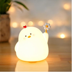 Danolt Flower Chicken Night Light Animal Rechargeable Portable Touch Night Light 3 Levels Dimmable Night Light for Kids Bedroom Touch Night Light