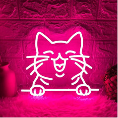 SIGNCLUBS Cat Neon Sign Personalizēta mājdzīvnieku sienas apdare 30 x 25 cm Kaķēns Neona zīmes USB neona gaismas uzraksti Mājdzīvnieku veikali Dzīvnieku klīnikas Kafejnīcas Patio guļamistabas Mājdzīvnieku ballītes Dekorācijas