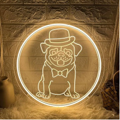 SIGNCLUBS Dog Neon Sign Personalizēts Warm White Dog Neon Light burti sienas dekorēšanai 30 x 30 cm USB LED neona zīmes mājdzīvnieku veikaliem, veterinārajām klīnikām, zooloģiskajiem dārziem, guļamistabām, pagalmiem, dzīvnieku ballītēm