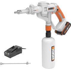 WORX WP650E Hydroshot 20V akumulatora spiediena smidzinātājs ar smalkas miglas smidzināšanu un 1 l pudeles tvertni - iekļauts 2Ah akumulators un ātrais lādētājs - saderīgs ar PowerShare funkciju