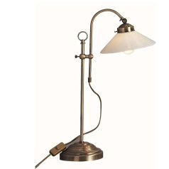 Stilīga galda lampa Retro misiņa antīkā antīkā galda lampa Lauku stila augstums 36 cm Nakts lampas abažūrs izgatavots no opāla stikla Vintage antīkais misiņš