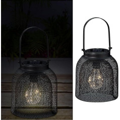 Cepewa Saules gaismas rokturis Mesh Look Metal 8 LED diodes Diametrs 16 x 18,5 cm melns