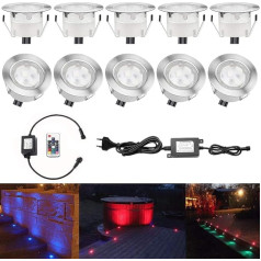 12 V 45 mm LED prožektors āra dekorēšanai Griestu gaisma terasei Ūdensizturīgs metālisks plastmasas RGB 45 mm 10 gab 12.00 Volti