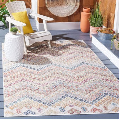 Safavieh Cabana Collection CBN592P Boho Chevron für drinnen und draußen, fusselfrei, einfache Reinigung, für Terrasse, Hinterhof, Veranda, Schlammzimmer, 1,5 m x 2,1 m, Rostblau / Elfenbeinweiß