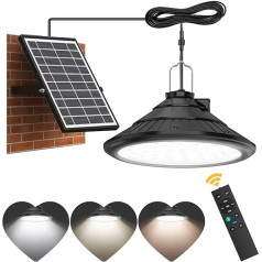 Lixada Solarlampen für Außen Innen Hängend, IP66, Wasserdichte Hängeleuchten mit Fernbedienung, 3 Farbtemperaturen/4 Modi LED Solar Hängelampen für Scheune, Bauernhof, Garten, Hof, Terrasse