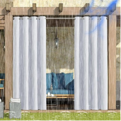 ZJXSNEH Āra aizkari Pergola aizkari Iekštelpu āra ūdensizturīgs terases aizkari Eyelet aizkari Blackout lapene veranda balta platums 320 x augstums 260 cm 1PC 1PC