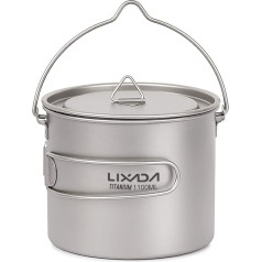 Lixada Titanium Pot 1100 ml Ultralight Titanium Pot Water Cup with Lid and Foldable Handle Camping Camping Outdoor