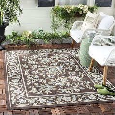 Safavieh Veranda Collection VER011-0623 Indoor/ Outdoor Chocolate and Aqua Floral Area Rug (8' x 11'2