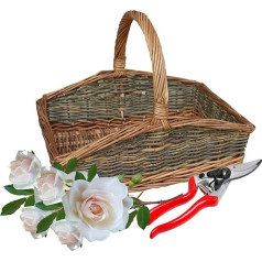 Wrenbury Wicker Garden Basket 2 Tone Woven Small Traditional Design Flower Plant Vegetable Garden Tools Carry Basket Garden Basket Garden Basket Vegetable Basket